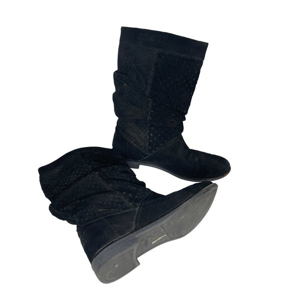 Toms Serra perforated slouch boot in black suede HIGH ANKLE PULL ON Posh Sho - Picture 4 of 11